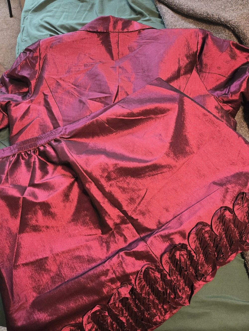 Women's Skirt Set in Shimmering Burgundy
